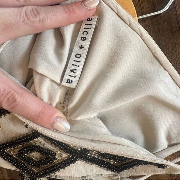 Alice + Olivia midi beaded geometric dress size 4 - Picture 8 of 11